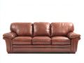 Sofás lineales cuero sintético 220x90x88 cm - Marrón - Diseño clásico acolchado