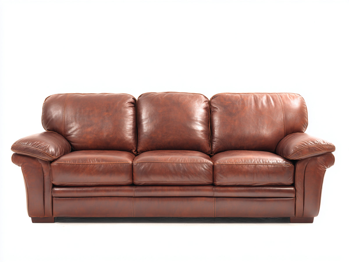 Sofás lineales cuero sintético 220x90x88 cm - Marrón - Diseño clásico acolchado