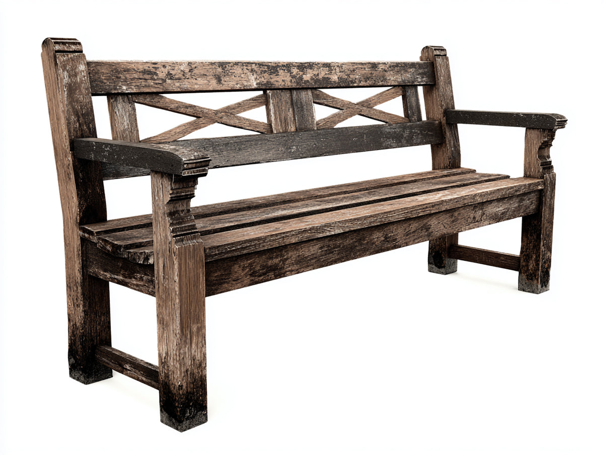 Banco de jardín madera envejecida 170x55x92 cm - marrón - estilo rústico