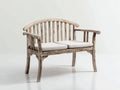 Bancos de jardín de madera envejecida 125x62x92 cm - blanco lavado-beige - banco clásico con respaldo curvo y cojines