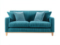 Sofás lineales de 2 plazas en tela acanalada 185x88x82 cm - color turquesa - diseño moderno para salón