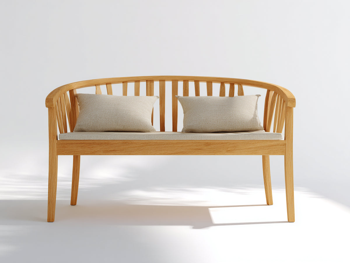 Bancos de jardín de madera 150x58x78 cm - marrón y beige - diseño curvo moderno