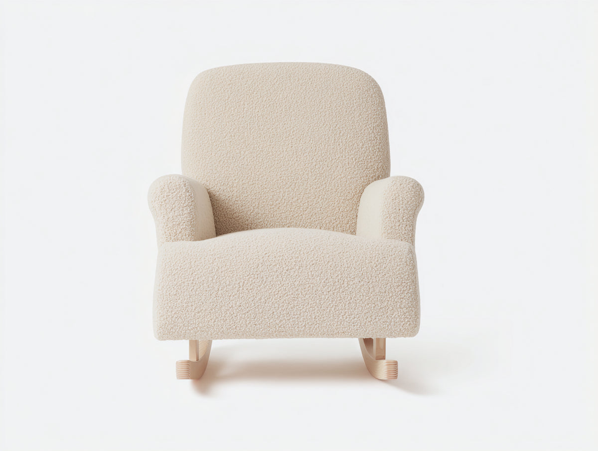 Mecedora tapizada bouclé 70x85x93 cm - beige - estilo moderno
