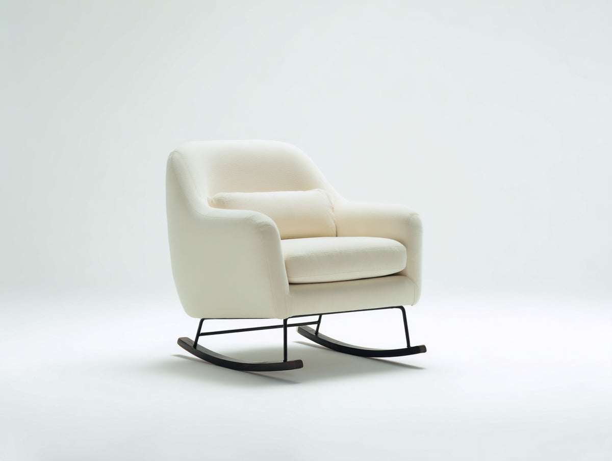 Mecedoras tapizada en tela 78x90x92 cm - Crema-Negro - Diseño contemporáneo acogedor