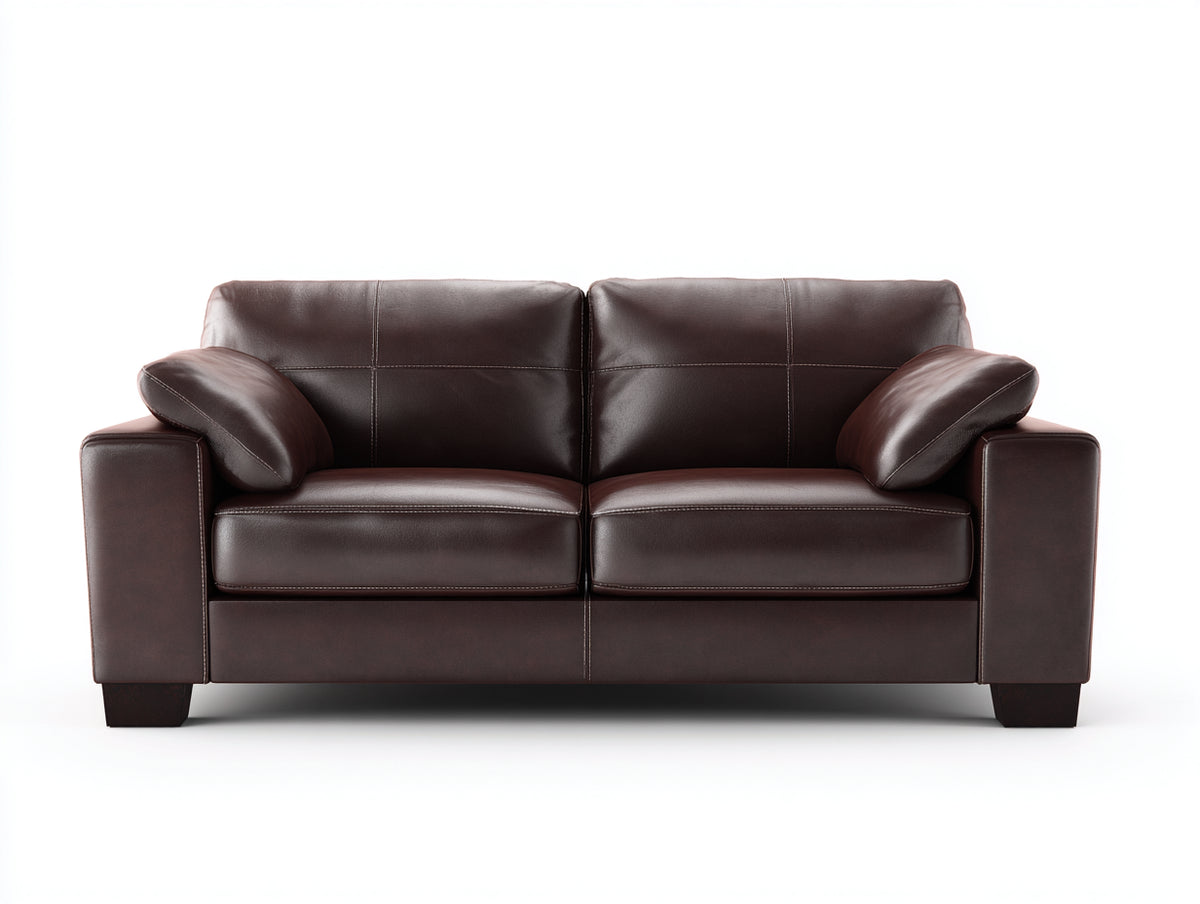 Sofás lineales 2 plazas piel sintética 178x86x82 cm - marrón oscuro - diseño moderno