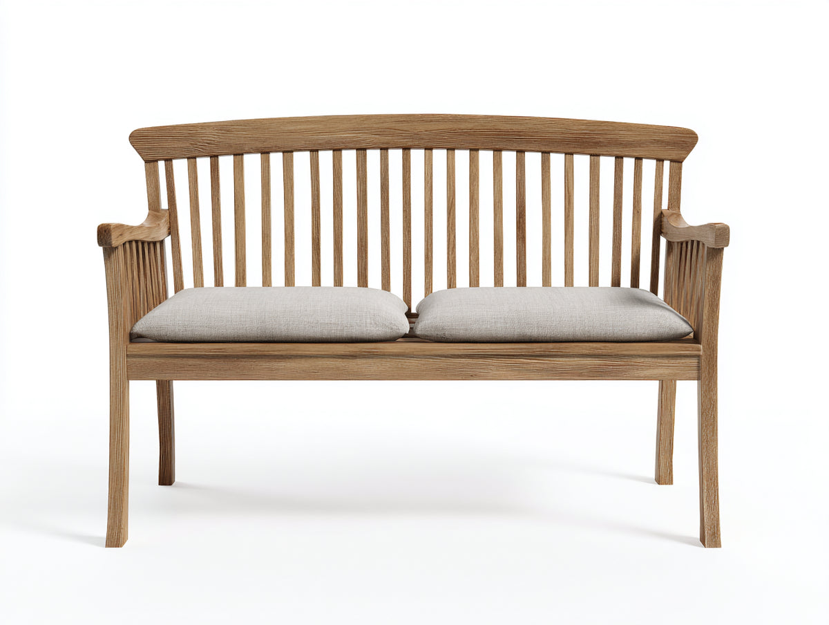 Bancos de jardín madera maciza 150x62x92 cm - Marrón natural - Diseño clásico con cojines