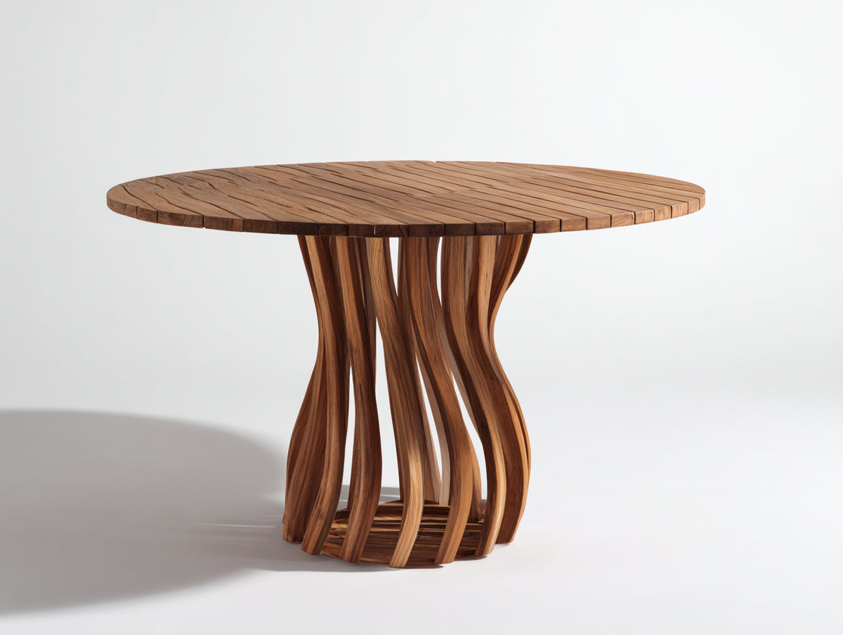 Mesa de jardín madera 120x120x75 cm - natural - diseño contemporáneo
