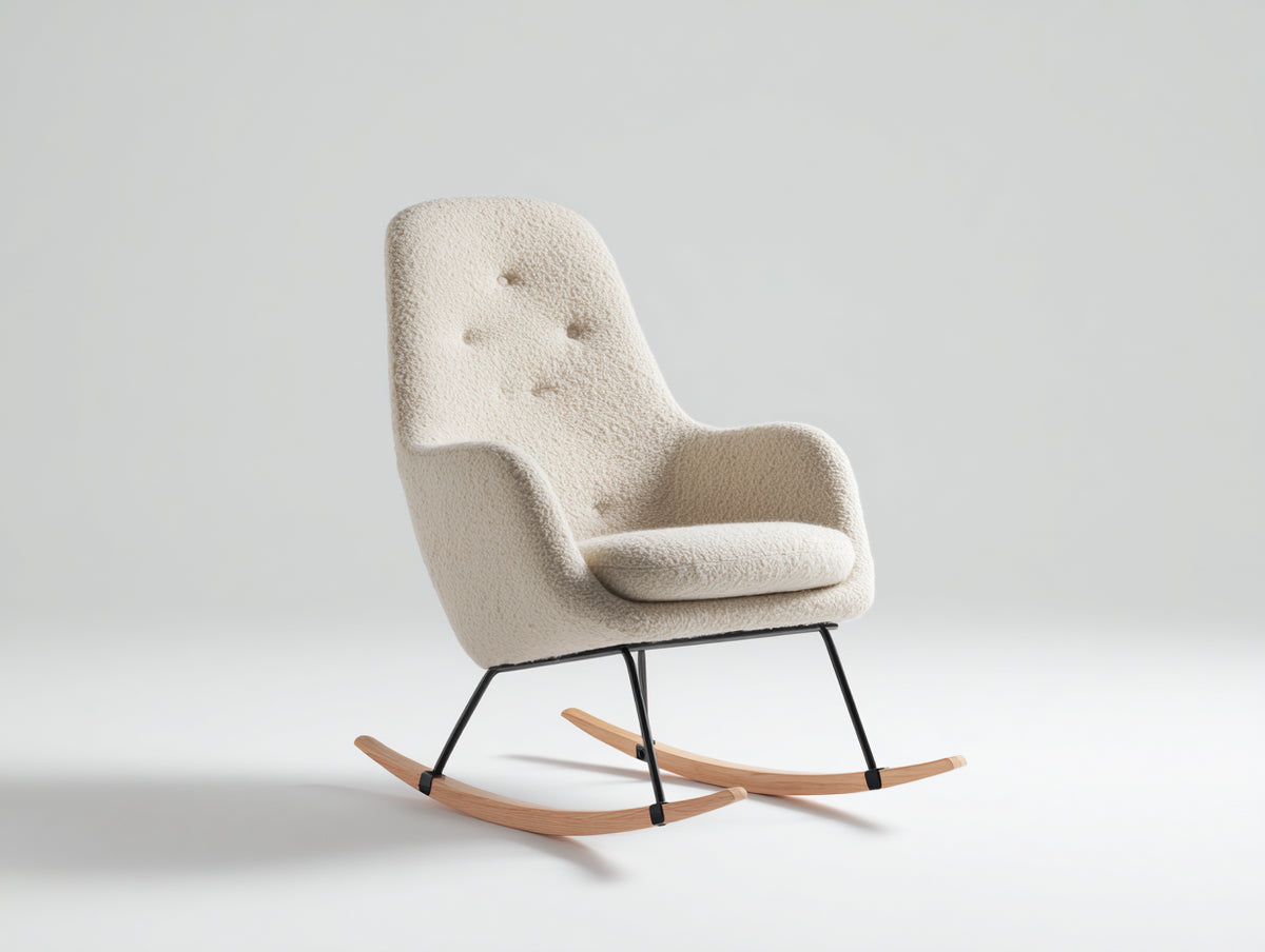 Mecedoras de tela rizada 72x88x98 cm - blanco crema-natural - diseño moderno para salón