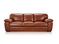 Sofás lineales de cuero 215x92x86 cm - marrón - diseño clásico de 3 plazas