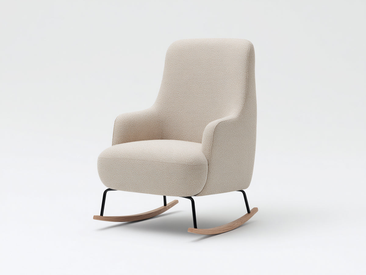 Mecedoras tela bouclé 74x88x98 cm - Crema-Negro-Marrón claro - Diseño escandinavo elegante