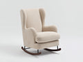 Mecedora orejera tapizada en bouclé 86x77x102 cm - beige y marrón - balanceo clásico