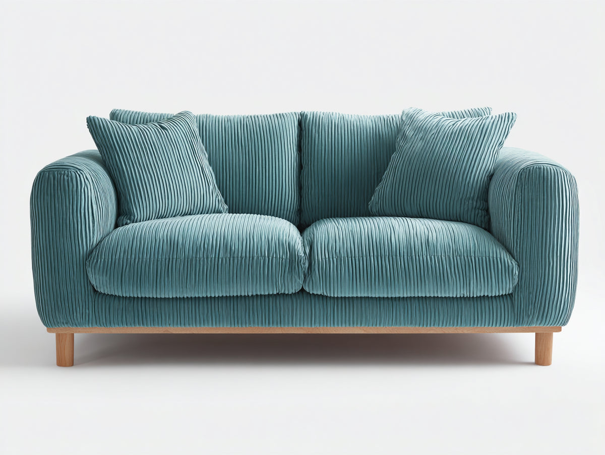 Sofás lineales de pana 188x88x82 cm - azul turquesa - 2 plazas moderno