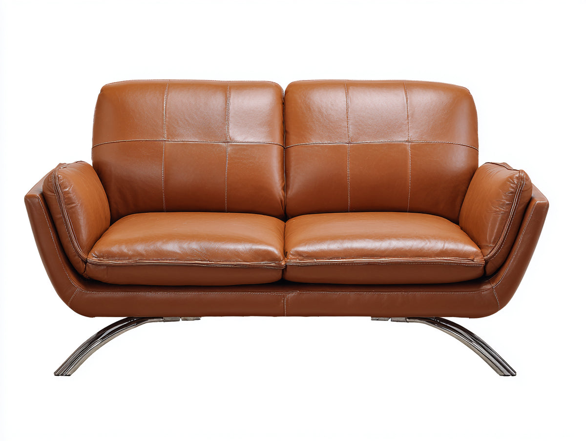 Sofás 2 plazas cuero sintético 168x90x86 cm - Marrón coñac - Diseño moderno elegante