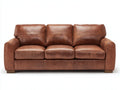 Sofás lineales de cuero vintage 220x93x85 cm - marrón - 3 plazas con brazos anchos
