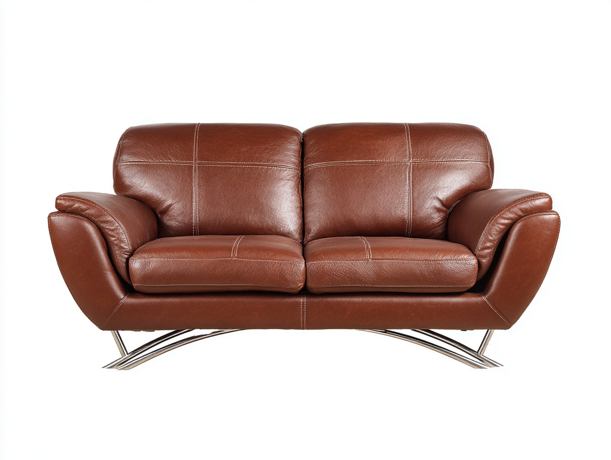 Sofás lineales piel sintética 185x88x82 cm - marrón - estilo contemporáneo