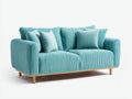 Sofás 2 plazas tela acanalada 185x92x86 cm - Azul turquesa - Diseño contemporáneo confortable