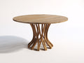 Mesa de jardín redonda de madera maciza 120x120x75 cm - color marrón - diseño natural para exterior